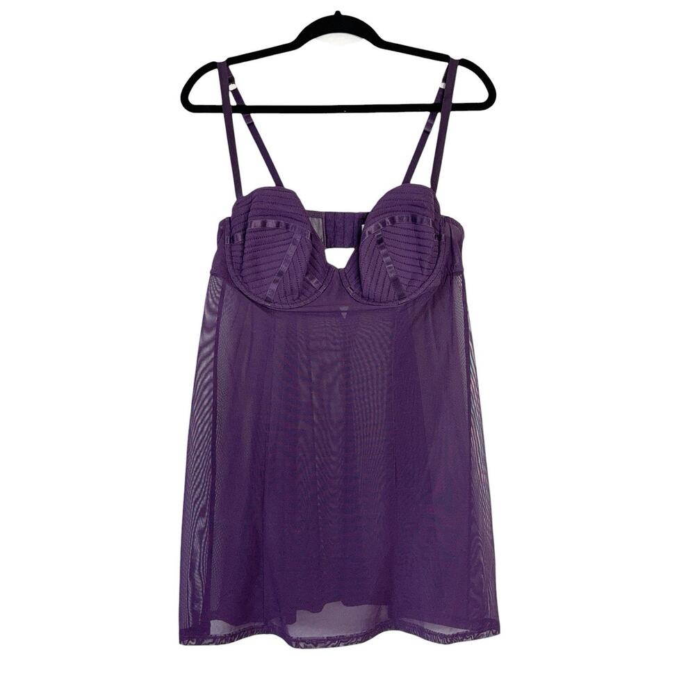 Cacique Purple Bandage Style Babydoll Chemise Lingerie Teddy Women's Size 18/ 20